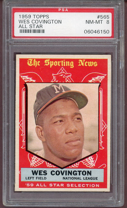 1959 Topps Baseball #565 Wes Covington A.S. Braves PSA 8 NM/MT 560966