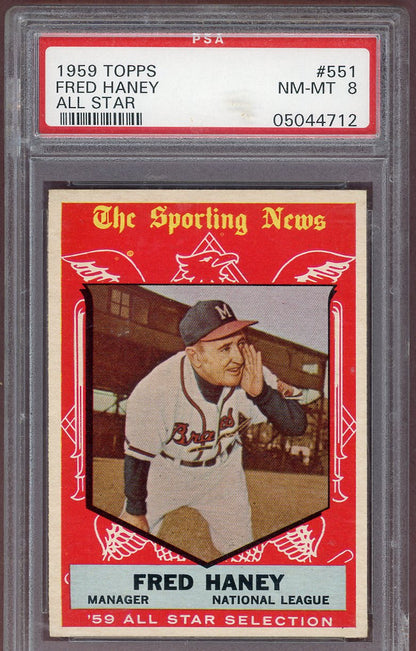 1959 Topps Baseball #551 Fred Haney A.S. Braves PSA 8 NM/MT 560967