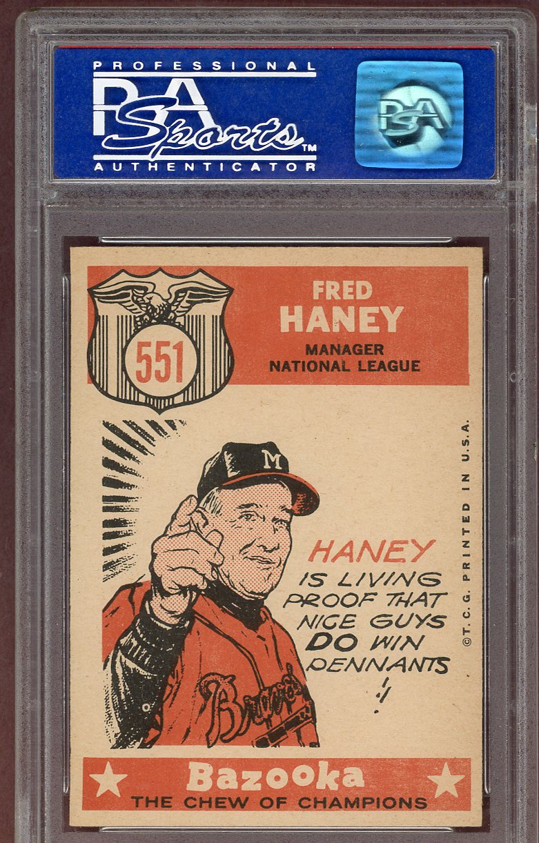 1959 Topps Baseball #551 Fred Haney A.S. Braves PSA 8 NM/MT 560967