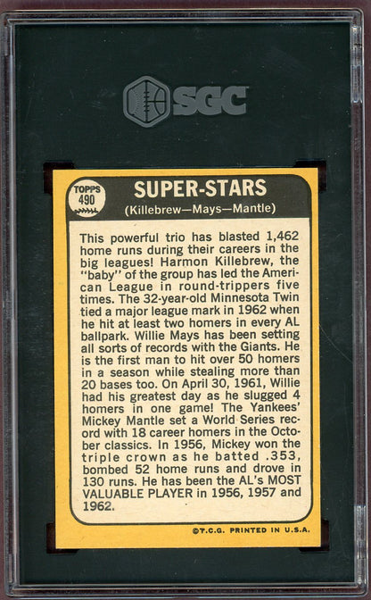 1968 Topps Baseball #490 Mickey Mantle Willie Mays SGC 5 EX 560971