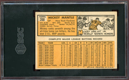 1963 Topps Baseball #200 Mickey Mantle Yankees SGC 4.5 VG-EX+ 560972