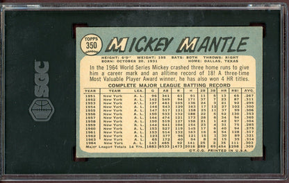 1965 Topps Baseball #350 Mickey Mantle Yankees SGC 5 EX 560974