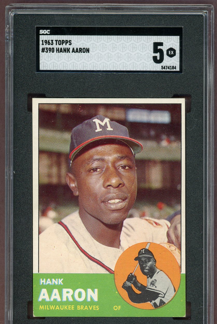 1963 Topps Baseball #390 Hank Aaron Braves SGC 5 EX 560975