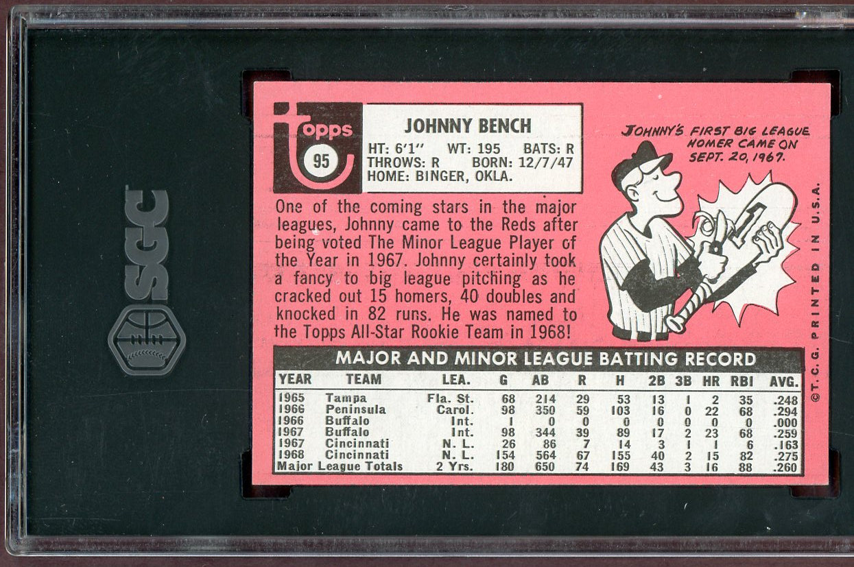 1969 Topps Baseball #095 Johnny Bench Reds SGC 7 NM 560976
