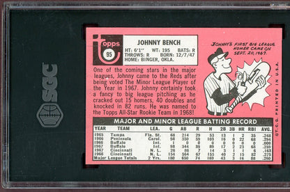 1969 Topps Baseball #095 Johnny Bench Reds SGC 7 NM 560976