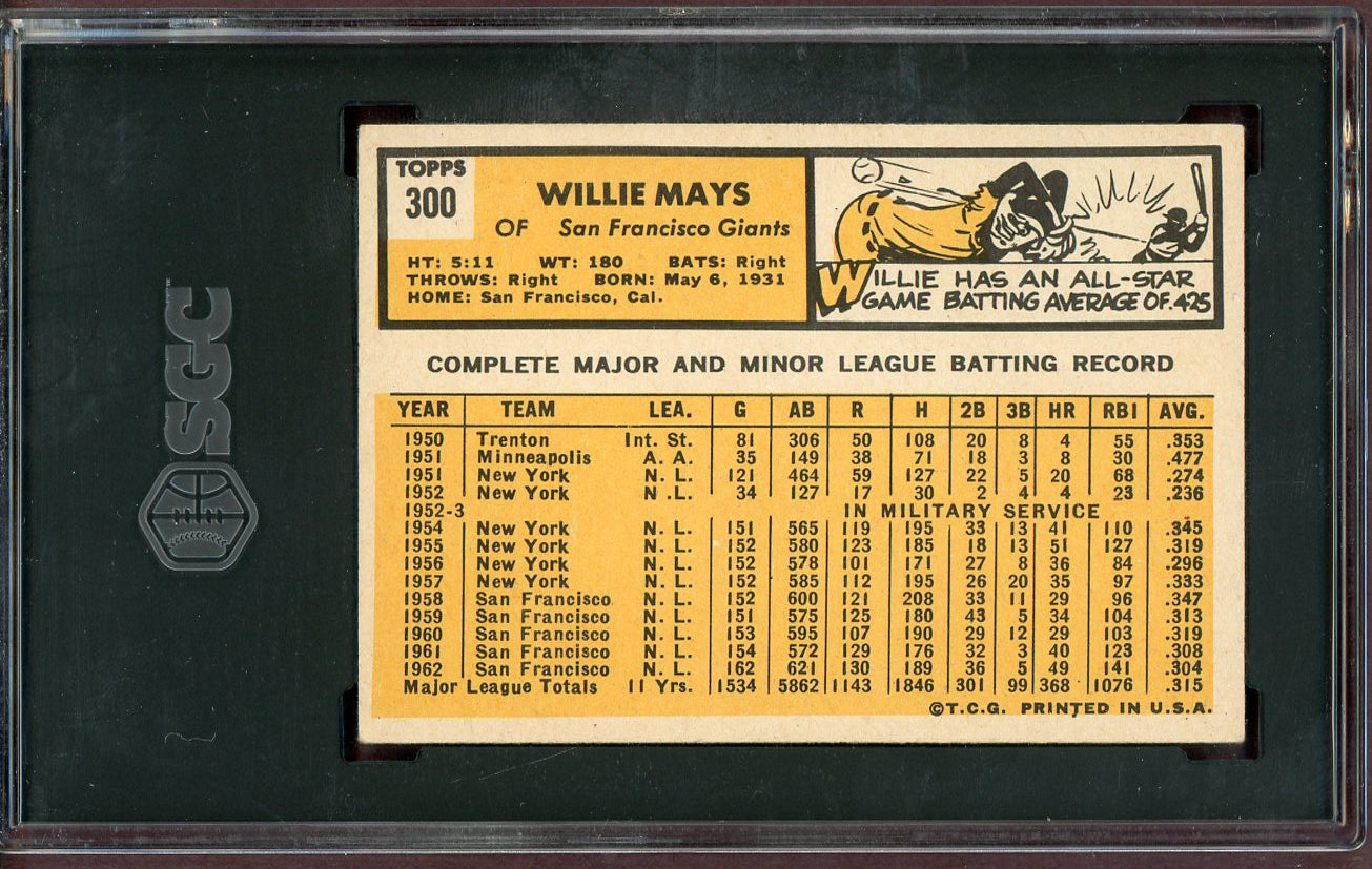 1963 Topps Baseball #300 Willie Mays Giants SGC 5 EX 560978