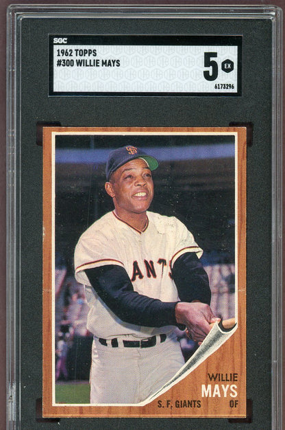 1962 Topps Baseball #300 Willie Mays Giants SGC 5 EX 560980