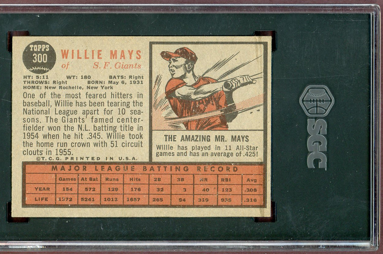 1962 Topps Baseball #300 Willie Mays Giants SGC 5 EX 560980