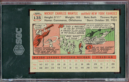 1956 Topps Baseball #135 Mickey Mantle Yankees SGC 4.5 VG-EX+ Gray 560981