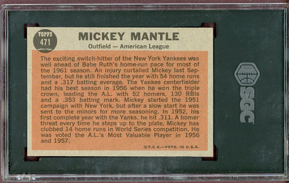 1962 Topps Baseball #471 Mickey Mantle A.S. Yankees SGC 5 EX 560982