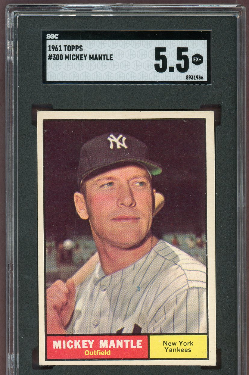 1961 Topps Baseball #300 Mickey Mantle Yankees SGC 5.5 EX+ 560984