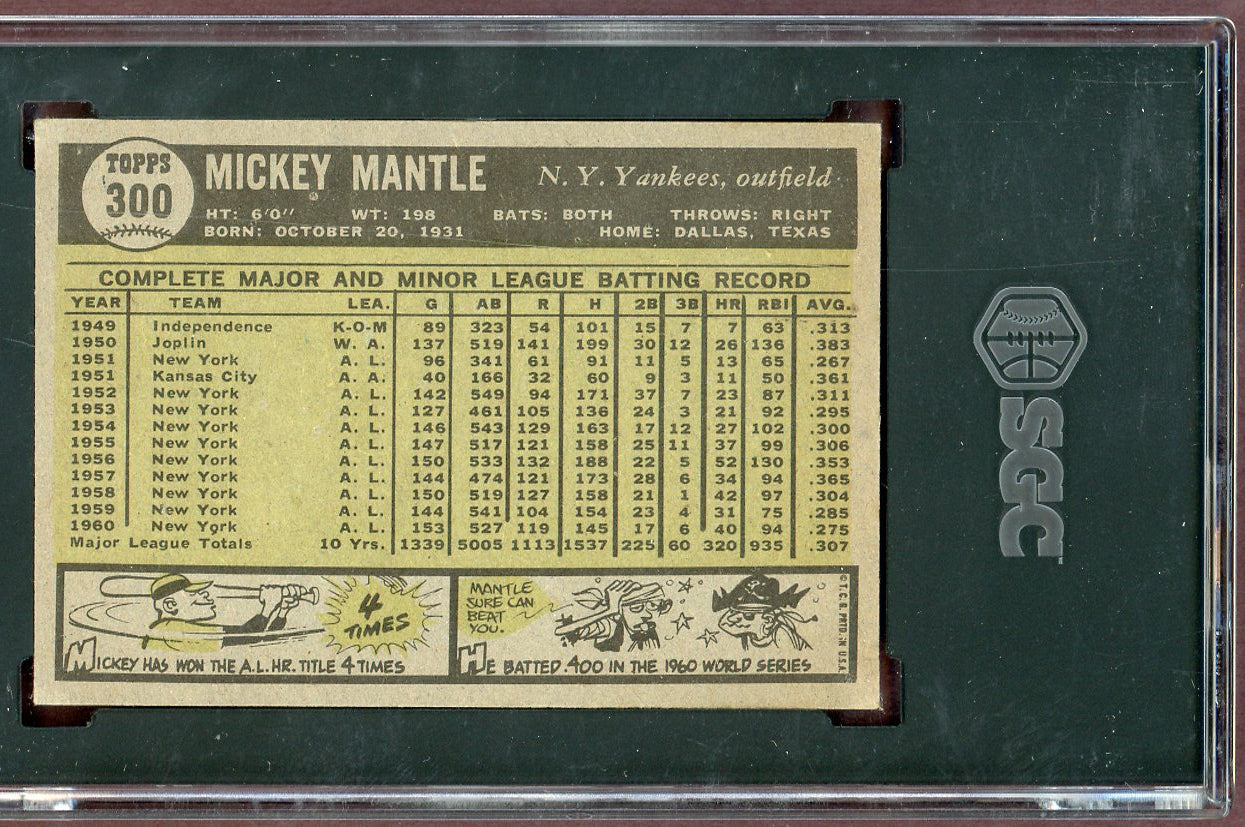 1961 Topps Baseball #300 Mickey Mantle Yankees SGC 5.5 EX+ 560984