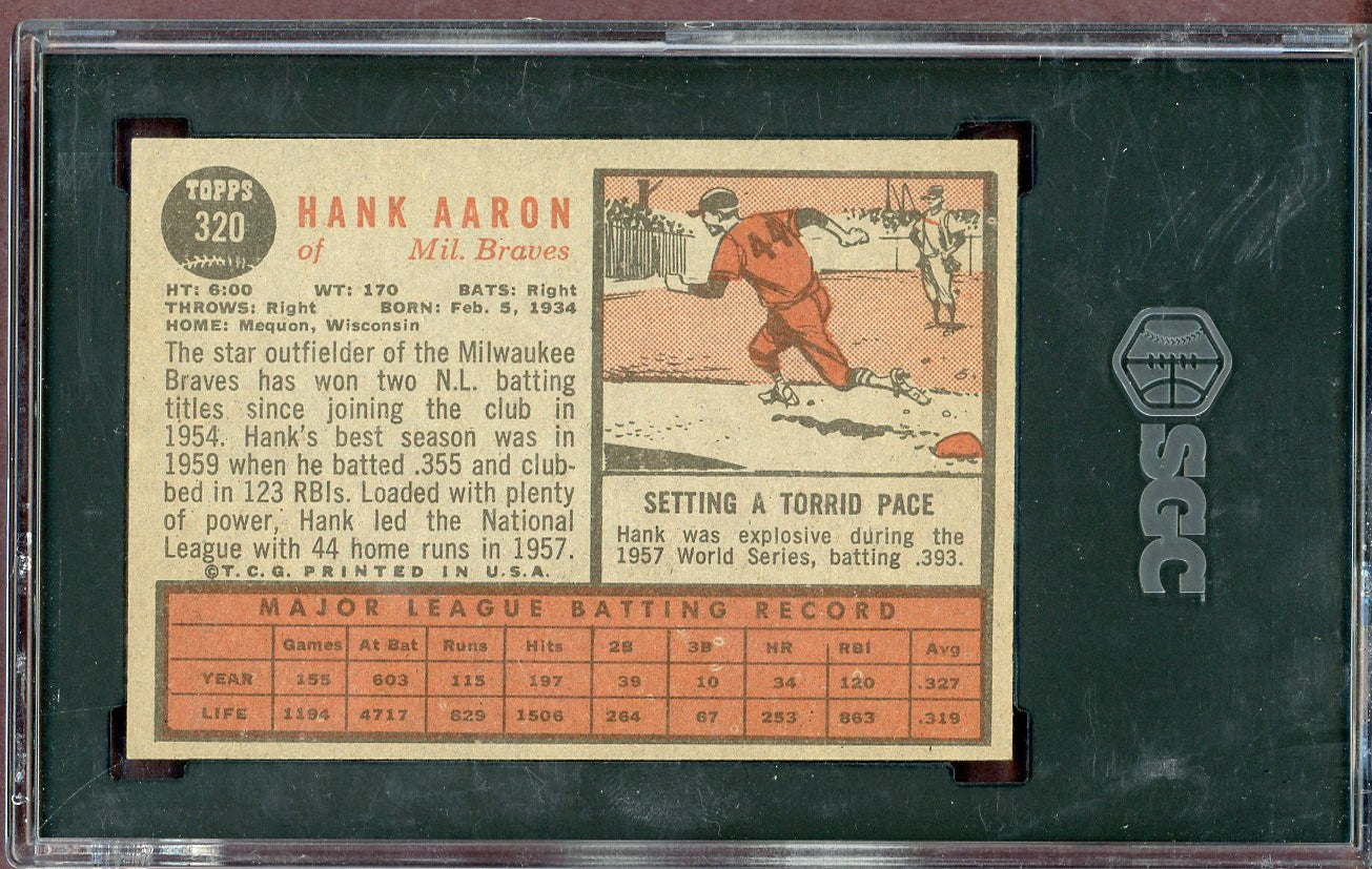 1962 Topps Baseball #320 Hank Aaron Braves SGC 6 EX-MT 560985