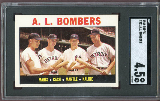 1964 Topps Baseball #331 Mickey Mantle Al Kaline Roger Maris SGC 4.5 VG-EX+ 560986