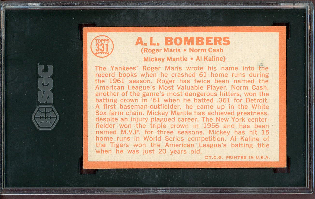 1964 Topps Baseball #331 Mickey Mantle Al Kaline Roger Maris SGC 4.5 VG-EX+ 560986