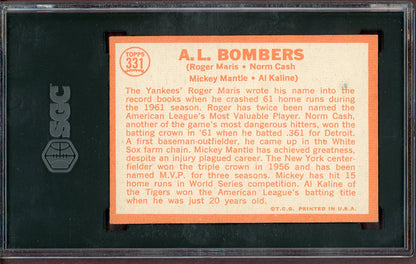 1964 Topps Baseball #331 Mickey Mantle Al Kaline Roger Maris SGC 4.5 VG-EX+ 560986