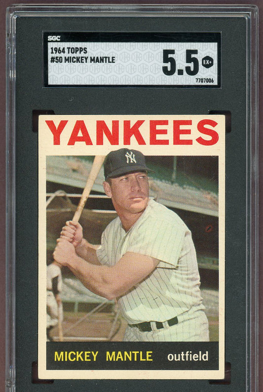 1964 Topps Baseball #050 Mickey Mantle Yankees SGC 5.5 EX+ 560987