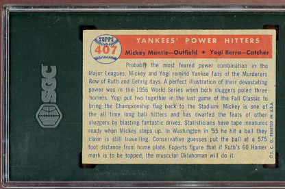 1957 Topps Baseball #407 Mickey Mantle Yogi Berra SGC 4 VG-EX 560988