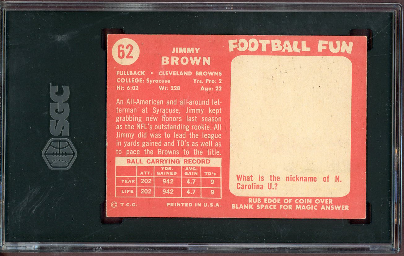 1958 Topps Football #062 Jim Brown Browns SGC 4 VG-EX 560993