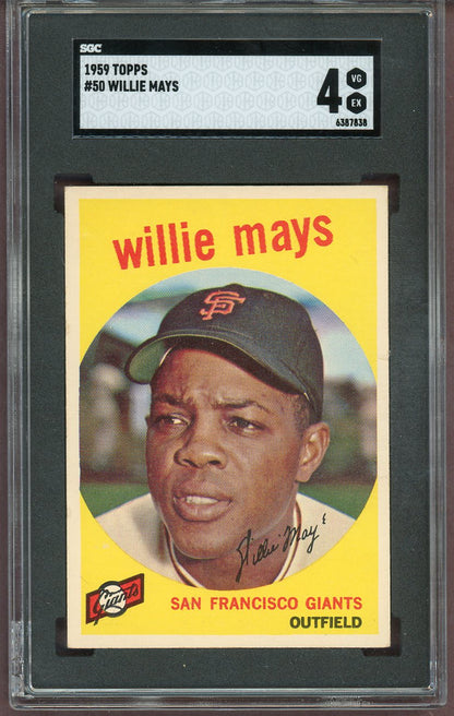 1959 Topps Baseball #050 Willie Mays Giants SGC 4 VG-EX 560998