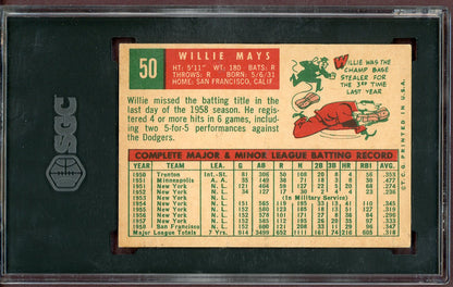 1959 Topps Baseball #050 Willie Mays Giants SGC 4 VG-EX 560998