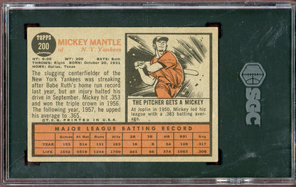 1962 Topps Baseball #200 Mickey Mantle Yankees SGC 4.5 VG-EX+ 561001