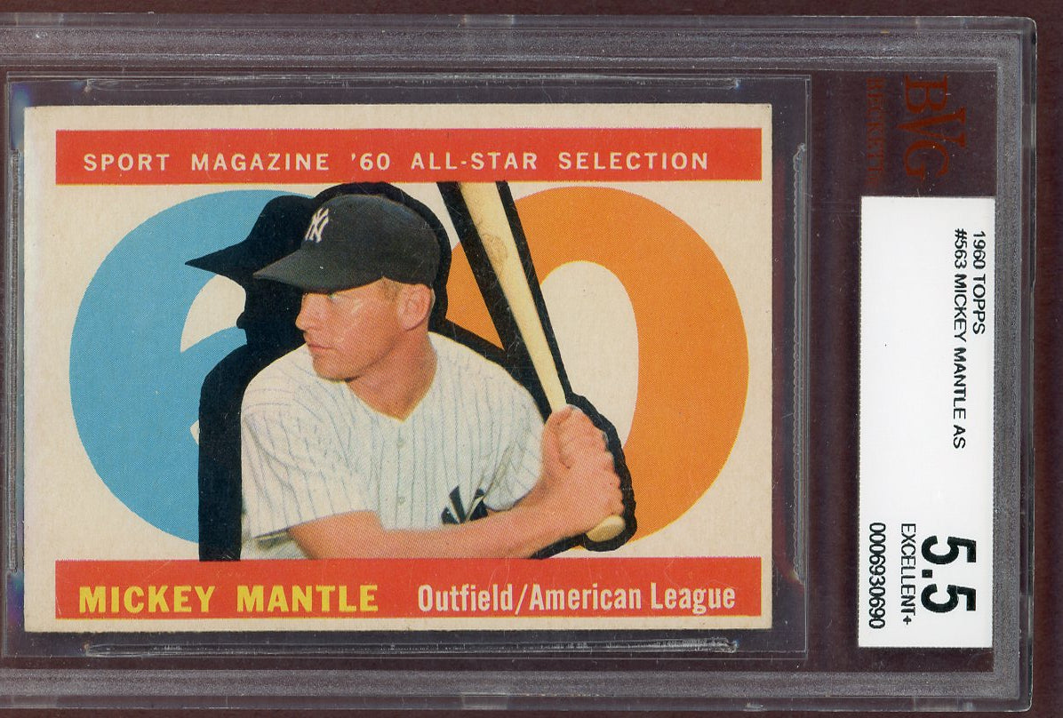1960 Topps Baseball #563 Mickey Mantle A.S. Yankees BVG 5.5 EX+ 561003
