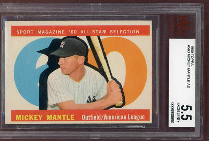 1960 Topps Baseball #563 Mickey Mantle A.S. Yankees BVG 5.5 EX+ 561003