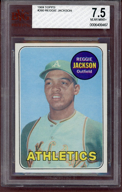 1969 Topps Baseball #260 Reggie Jackson A's BVG 7.5 NM+ 561005