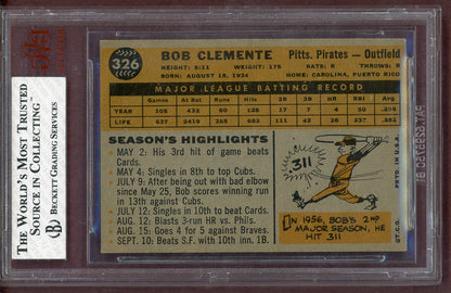 1960 Topps Baseball #326 Roberto Clemente Pirates BVG 6.5 EX-MT+ 561006