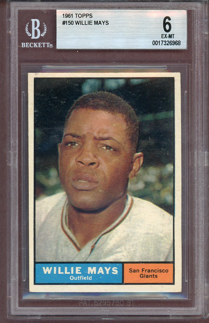 1961 Topps Baseball #150 Willie Mays Giants BVG 6 EX-MT 561010