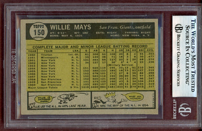1961 Topps Baseball #150 Willie Mays Giants BVG 6 EX-MT 561010