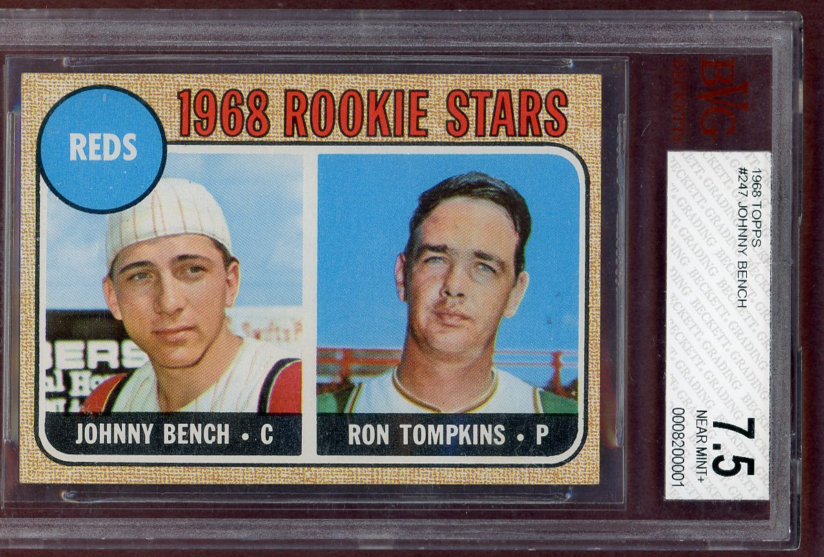 1968 Topps Baseball #247 Johnny Bench Reds BVG 7.5 NM+ 561011