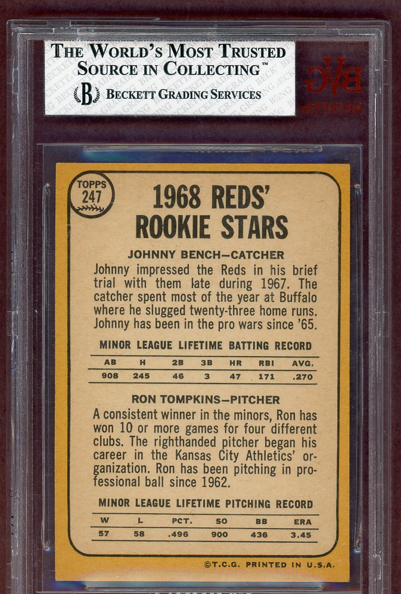 1968 Topps Baseball #247 Johnny Bench Reds BVG 7.5 NM+ 561011