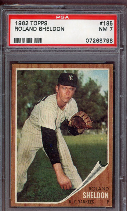 1962 Topps Baseball #185 Roland Sheldon Yankees PSA 7 NM 561051