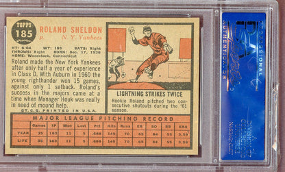 1962 Topps Baseball #185 Roland Sheldon Yankees PSA 7 NM 561051