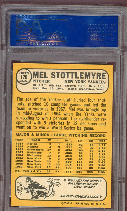 1968 Topps Baseball #120 Mel Stottlemyre Yankees PSA 8 NM/MT 561052