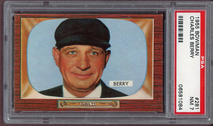 1955 Bowman Baseball #281 Charles Berry Umpire PSA 7 NM 561054