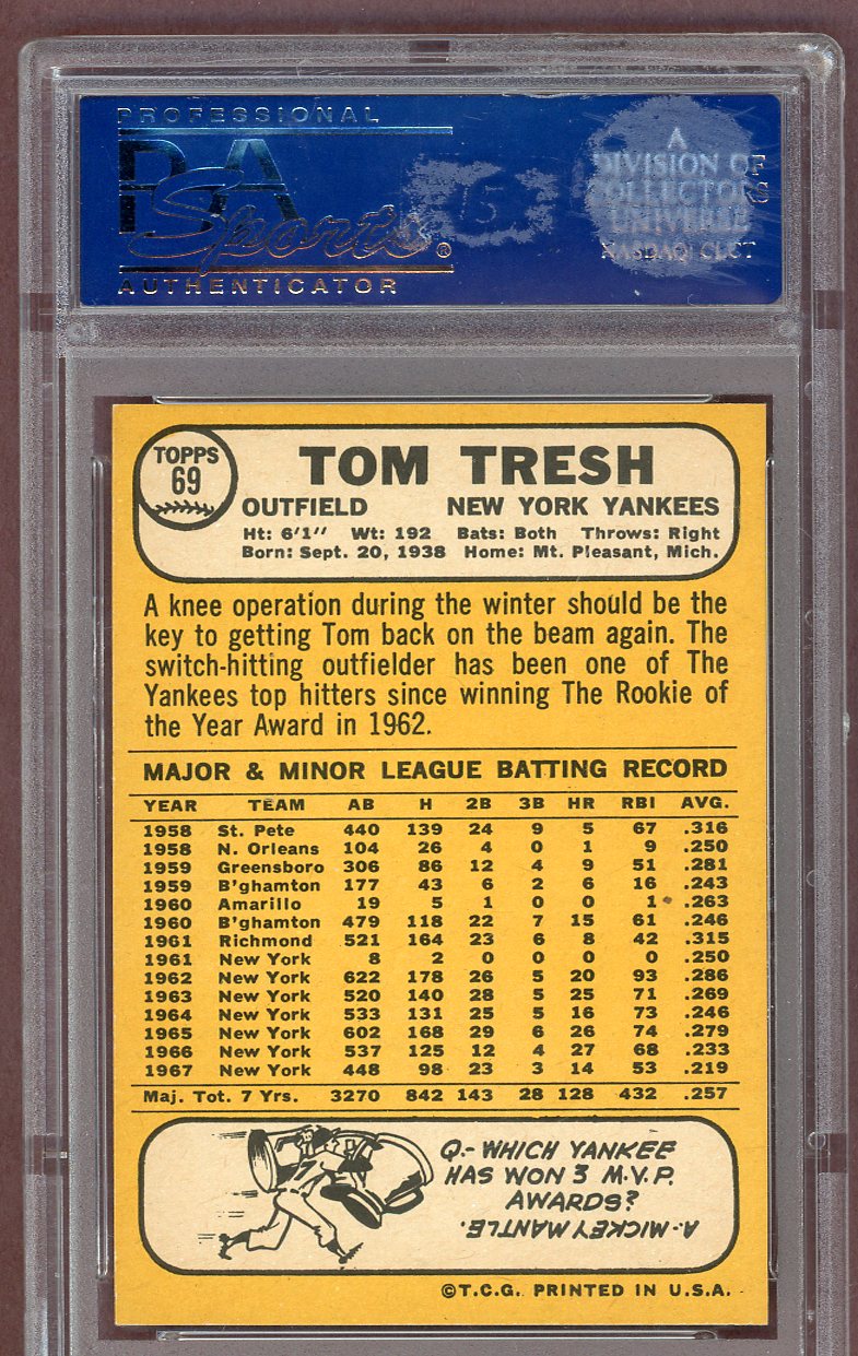 1968 Topps Baseball #069 Tom Tresh Yankees PSA 8 NM/MT 561055
