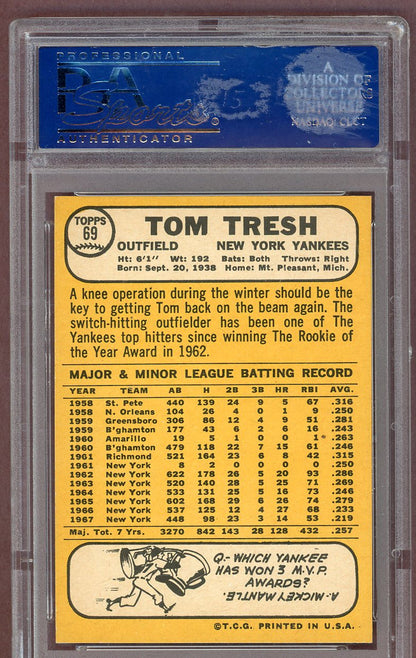 1968 Topps Baseball #069 Tom Tresh Yankees PSA 8 NM/MT 561055
