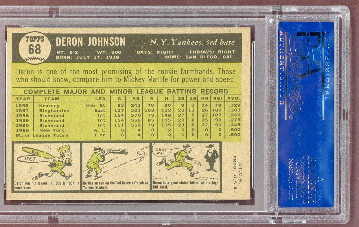 1961 Topps Baseball #068 Deron Johnson Yankees PSA 7 NM 561059