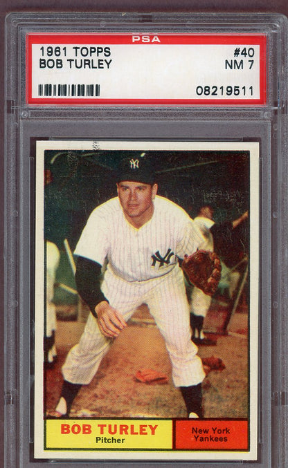 1961 Topps Baseball #040 Bob Turley Yankees PSA 7 NM 561060