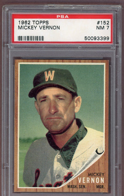 1962 Topps Baseball #152 Mickey Vernon Senators PSA 7 NM 561063