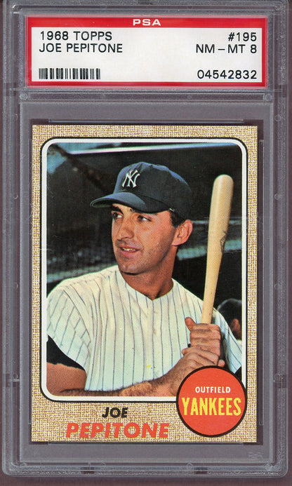 1968 Topps Baseball #195 Joe Pepitone Yankees PSA 8 NM/MT 561065