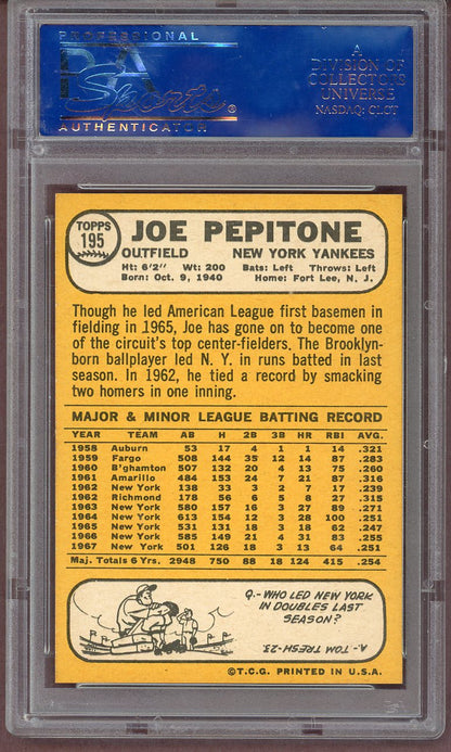 1968 Topps Baseball #195 Joe Pepitone Yankees PSA 8 NM/MT 561065