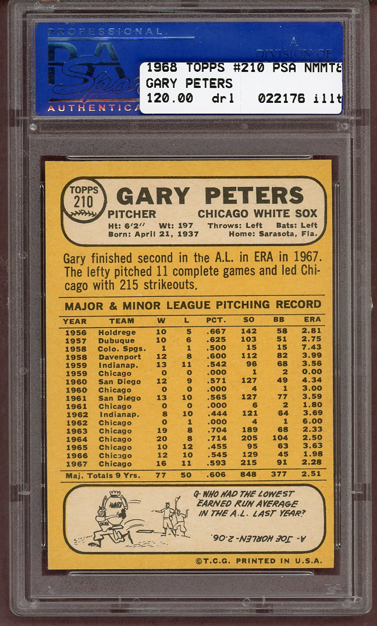 1968 Topps Baseball #210 Gary Peters White Sox PSA 8 NM/MT 561066