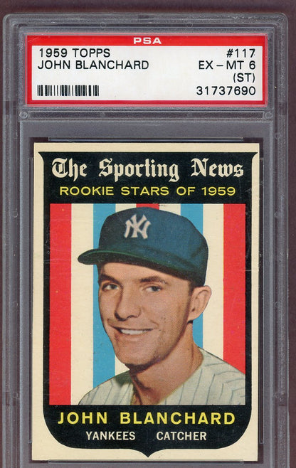 1959 Topps Baseball #117 John Blanchard Yankees PSA 6 EX-MT st 561075