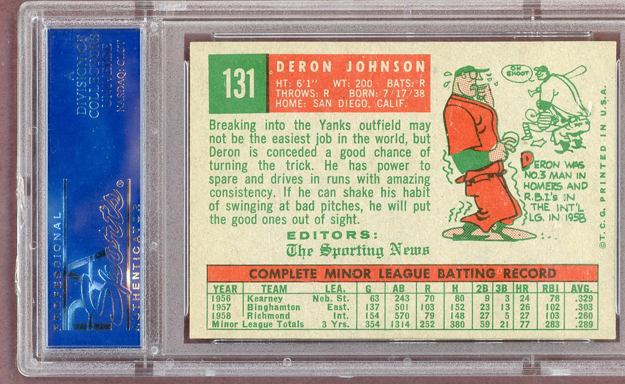 1959 Topps Baseball #131 Deron Johnson Yankees PSA 6.5 EX-MT+ 561076