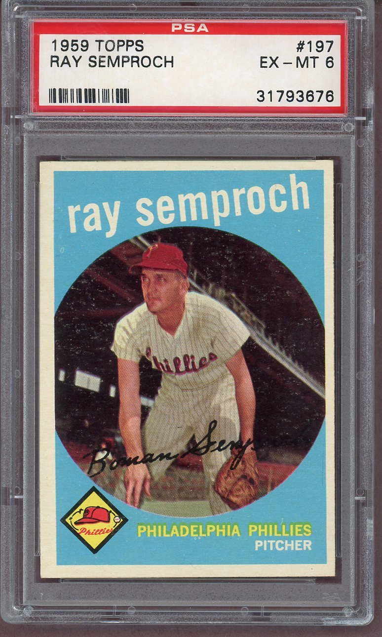 1959 Topps Baseball #197 Ray Semproch Phillies PSA 6 EX-MT 561077