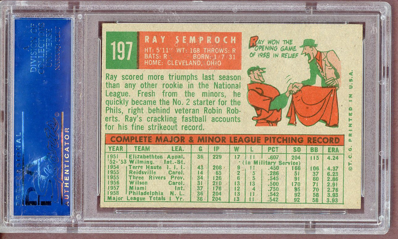 1959 Topps Baseball #197 Ray Semproch Phillies PSA 6 EX-MT 561077